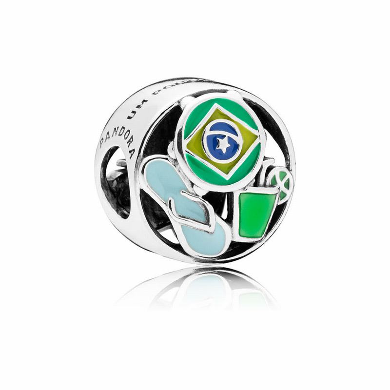 Talismane Pandora Brazil Forever Argint/Albastri/Galbeni (aznJF7u1)